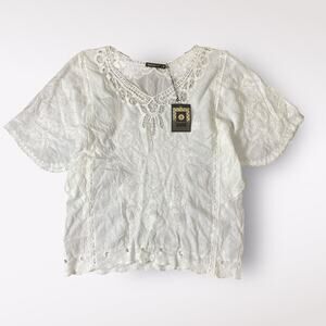 Spiaggia Dolce NWT Sheer Lace Blouse‎ Womens Size M Boho Beachy